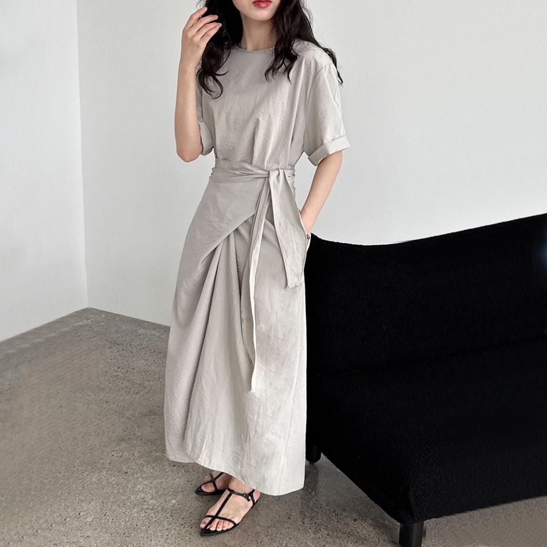 【ワンピース】夏 ラウンドネック 着痩せ効果 Aライン タンクトップ ワンピース 【SNシリーズ】