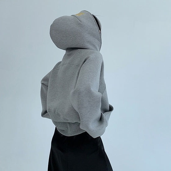 アウター】春 秋 冬 シンプル構造切り替え 刺繍 フード付き