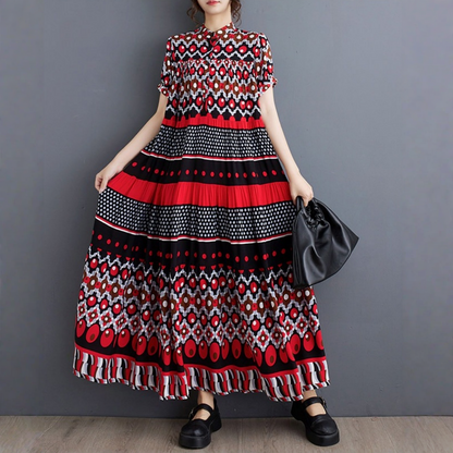 期間限定⭐️60%OFF【ワンピース】花柄 トレンド感 プリント 半袖 ロング ワンピース 【SHシリーズ】