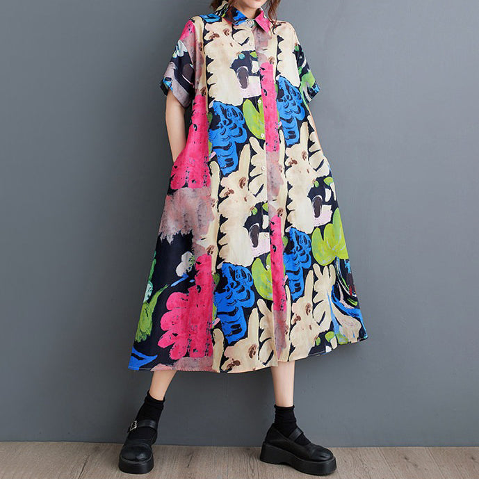期間限定⭐60%OFF【ワンピース】レディース 大きいサイズ ワンピース プリント 2026夏 半袖 膝下 チュニック ゆったり 快適 痩せ見え 総柄 楽ちん 外出 部屋着 韓国風 カジュアル【SHシリーズ】