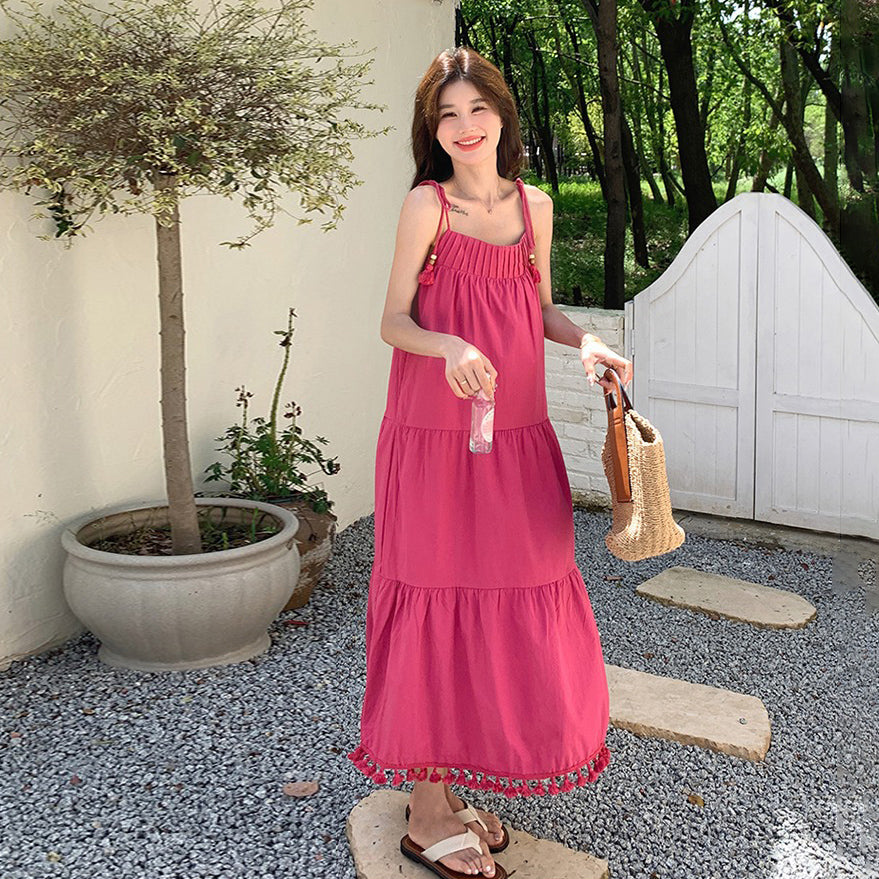 【ワンピース】リゾート風 ファッション エレガンス シェイプアップ ノースリーブキャミソールワンピース【JZシリーズ】