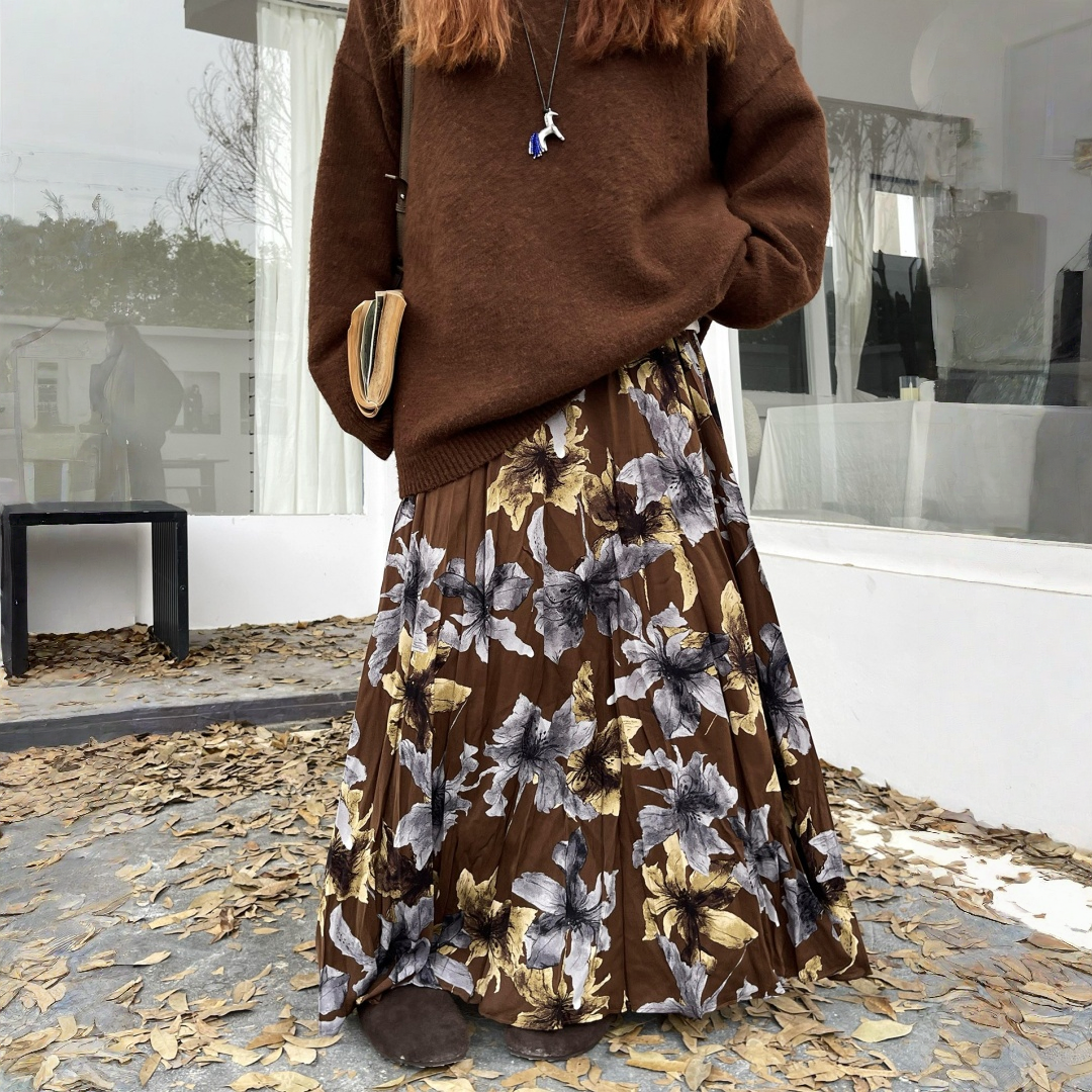 【ボトムス】春 秋 冬 レトロ 厚手 大振裾 スカート 【SHシリーズ】