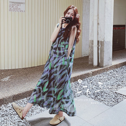 【ワンピース】バイカラー ノースリーブ タンク ワンピース レディース 夏 2025 新作 とても 可愛い ロング丈 ワンピース【SHシリーズ】