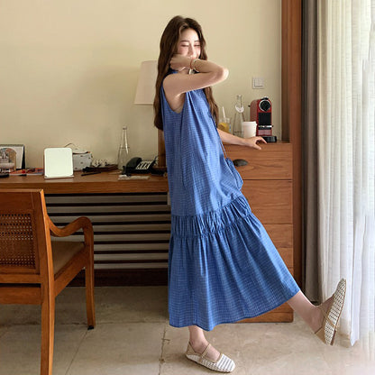 【ワンピース】清潔感 夏 韓国風 チェック柄 ノースリーブワンピース【SHシリーズ】