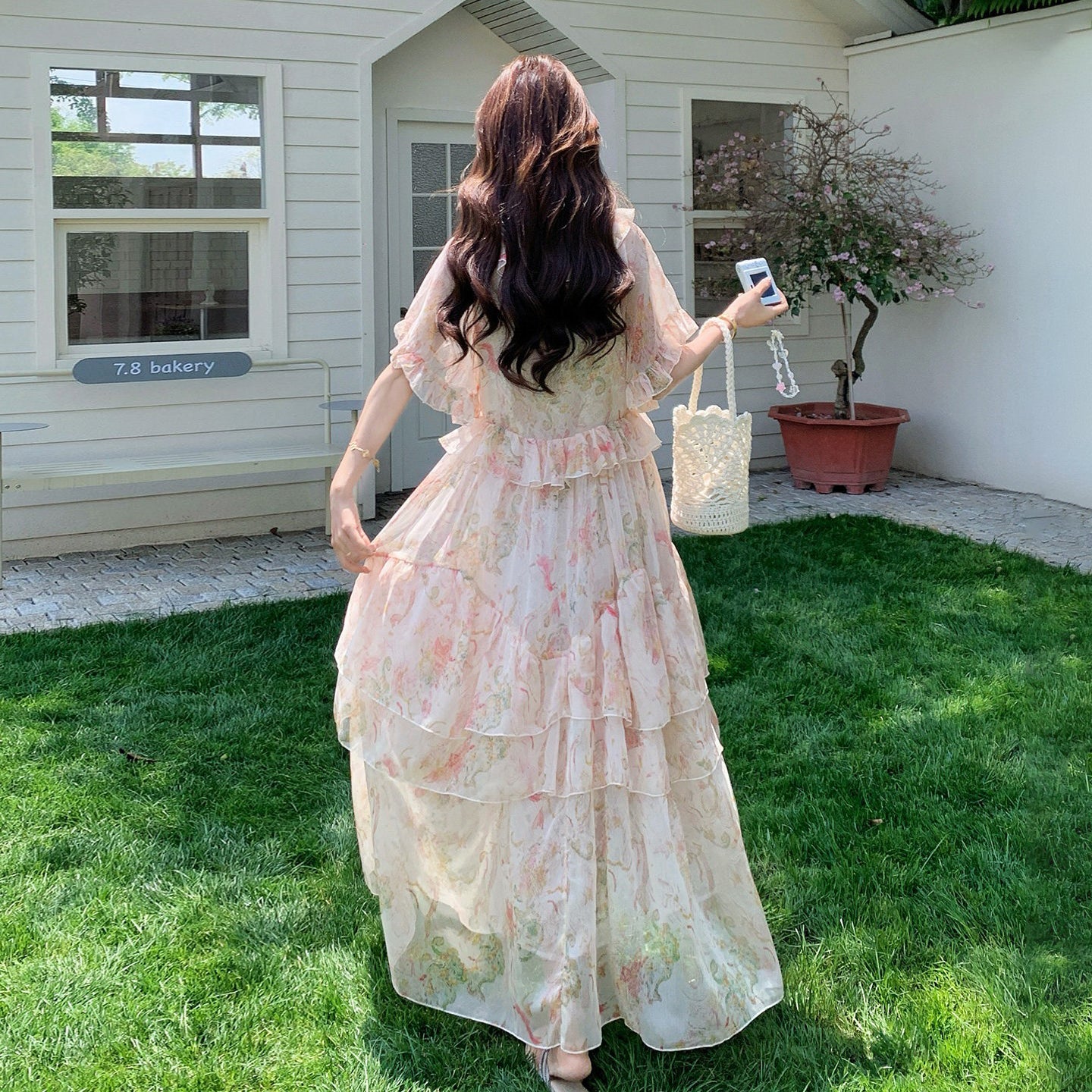 【ワンピース】大人可愛い 花柄ワンピース レディース 夏 ハイウエスト ロング丈 リゾート風 体型カバー 美シルエット【SHシリーズ】