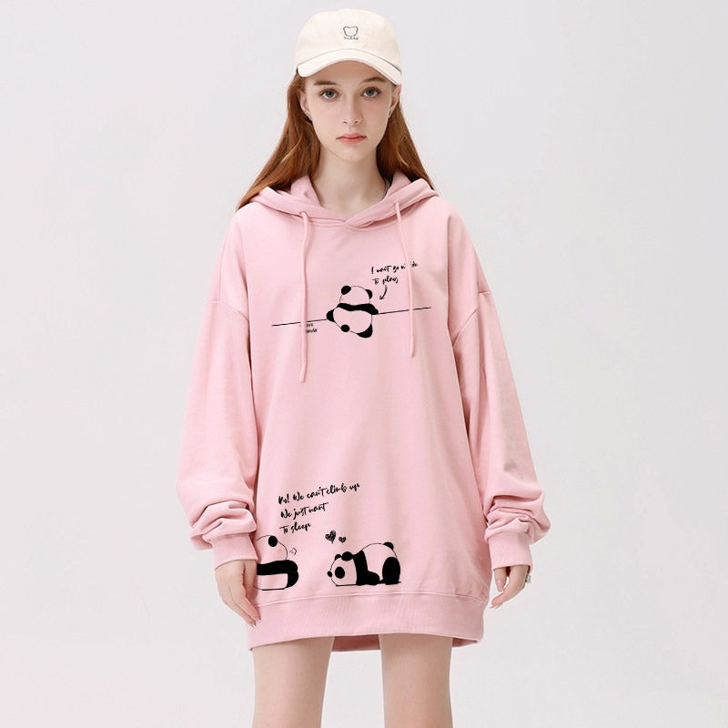 【トップス】🐼パンダ柄 フード付き 裏起毛 スウェット レディース バランス◎ 冬 パーカー【FCシリーズ】