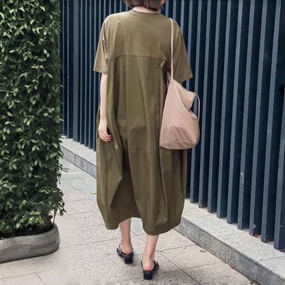 【ワンピース】夏 切り替え ラウンドネック バルーンスカート 半袖 ワンピース 【JZシリーズ】