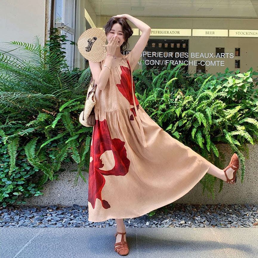 🔥爆売れ中【ワンピース】夏 リゾート風 ゆったりシルエット ノースリーブワンピース【SHシリーズ】