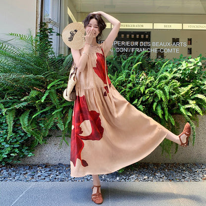 🔥爆売れ中【ワンピース】夏 リゾート風 ゆったりシルエット ノースリーブワンピース【SHシリーズ】