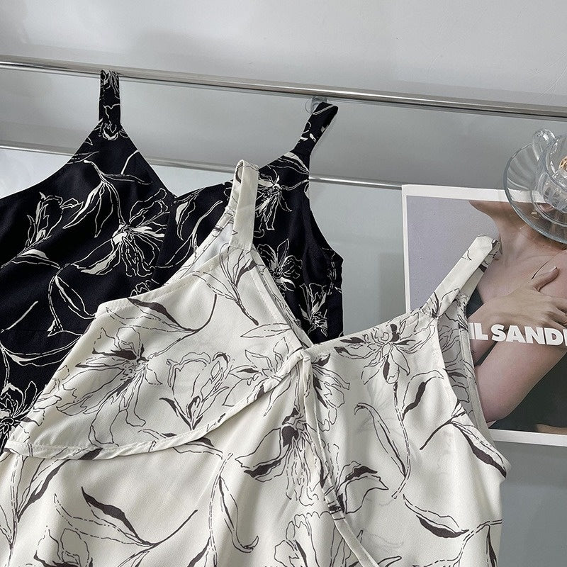 【ワンピース】夏 細見えキャミ 韓国風レトロ  カジュアル ワンピース 【SHシリーズ】