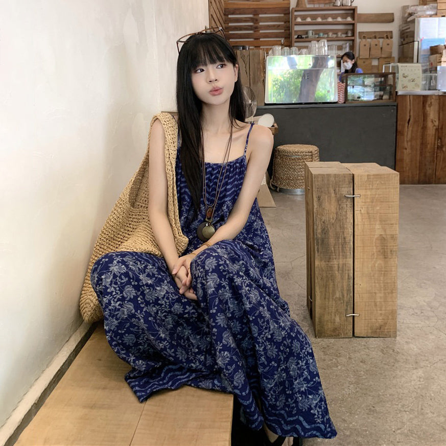 【ワンピース】夏新作 エスニック風 高級感 ゆったりカジュアル リゾート ノースリーブワンピース【SHシリーズ】