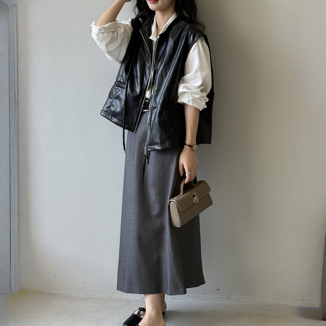 【トップス】春 秋 冬 秋新作 フレンチ デザイン ノースリーブ レザーベスト 【JZシリーズ】