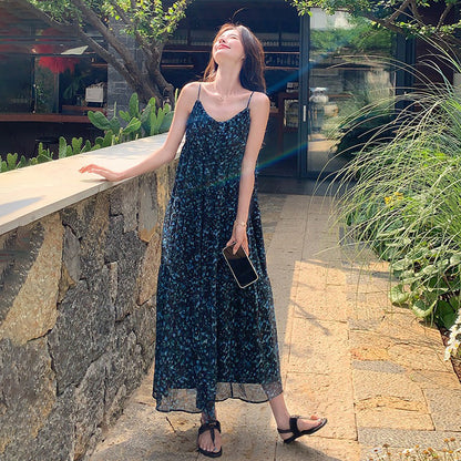 【ワンピース】清涼感あふれる絶美な夏新作 ファッショナブルなリゾート風 花柄ノースリーブワンピース【SHシリーズ】