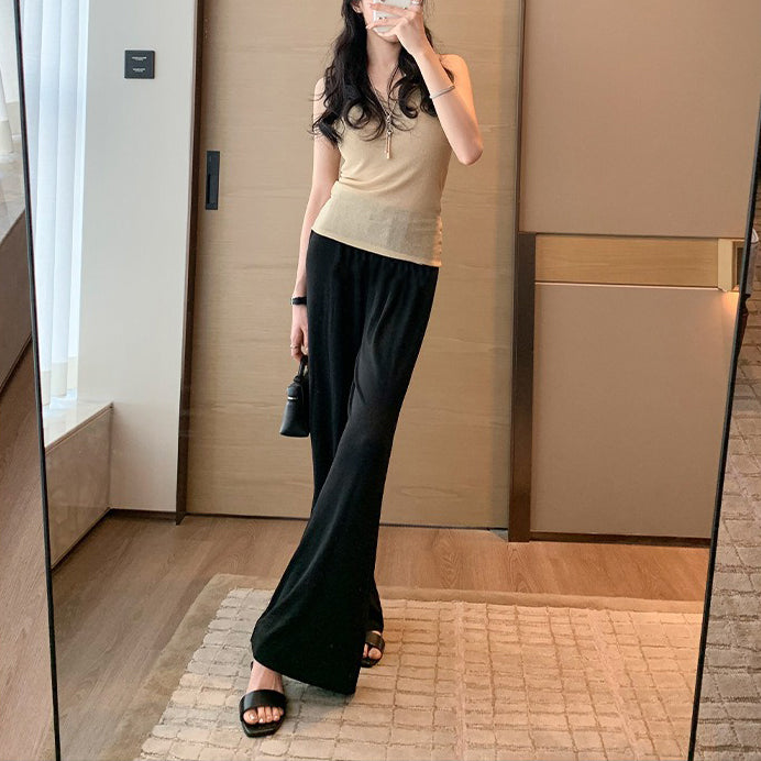 【シューズ】上品見え スクエアトゥ フラットミニマルストラップサンダル レディース 夏用 外履き