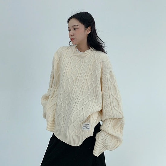 【トップス】春 秋 冬 オーバーシルエット 厚手 クルーネック ヘビーウェイト セーター 【FCシリーズ】