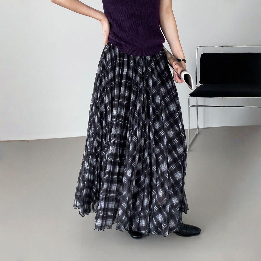 【ボトムス】春 秋 冬 夏 チェック柄 イレギュラー スカート 【SHシリーズ】