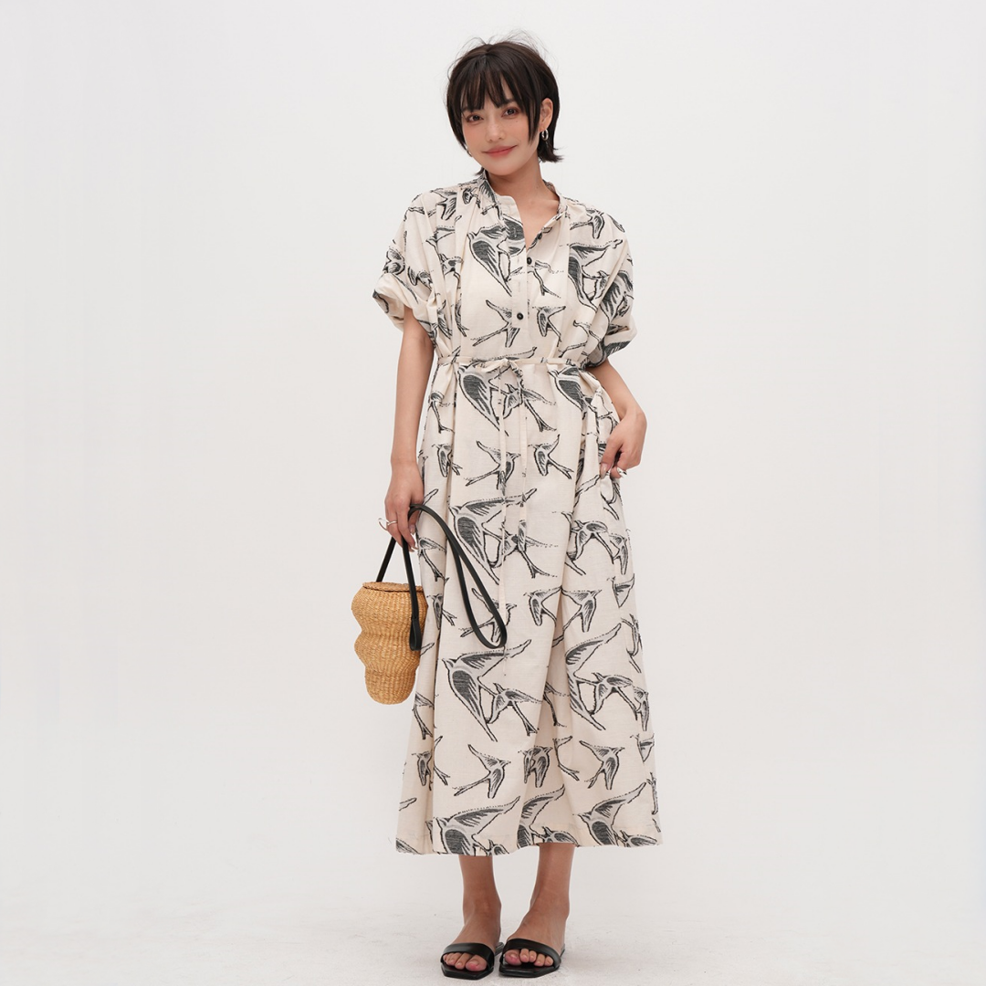 【ワンピース】夏 先染め 立体ジャカード ルーズ 半袖 ワンピース 【SHシリーズ】