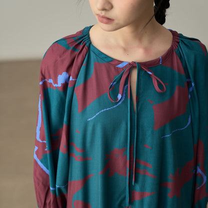 【ワンピース】春 秋 夏 レトロ ラウンドネック 花柄 長袖 ワンピース【SHシリーズ】