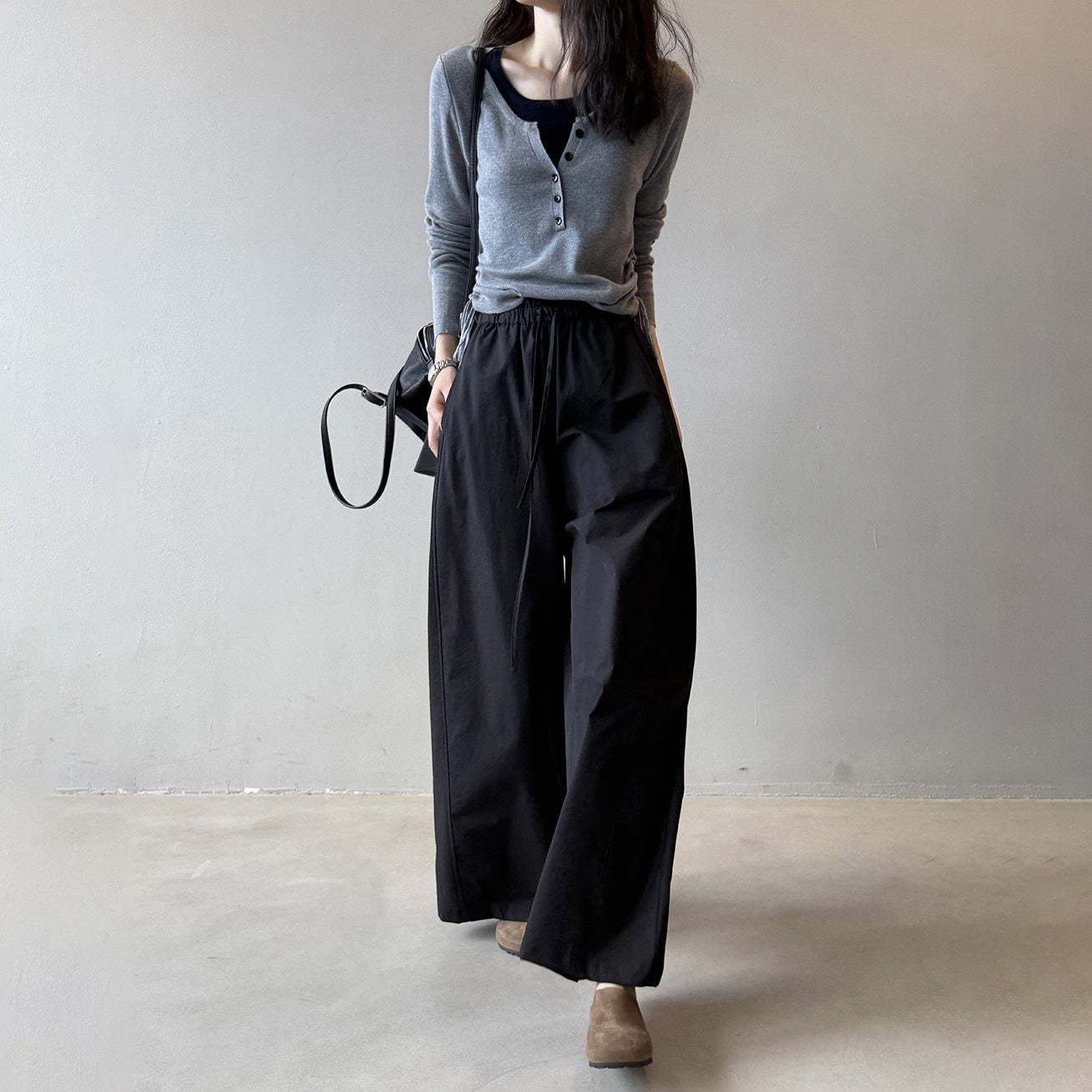 【ボトムス】アメリカン ワイドレッグ レディース 秋 ヴィンテージシルエット ドレープ感 ウエストゴム バルーンパンツ【JZシリーズ】