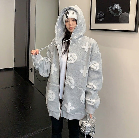 【アウター】フード付き レーザー刺繍 トレンド感 ジャケット 【FCシリーズ】