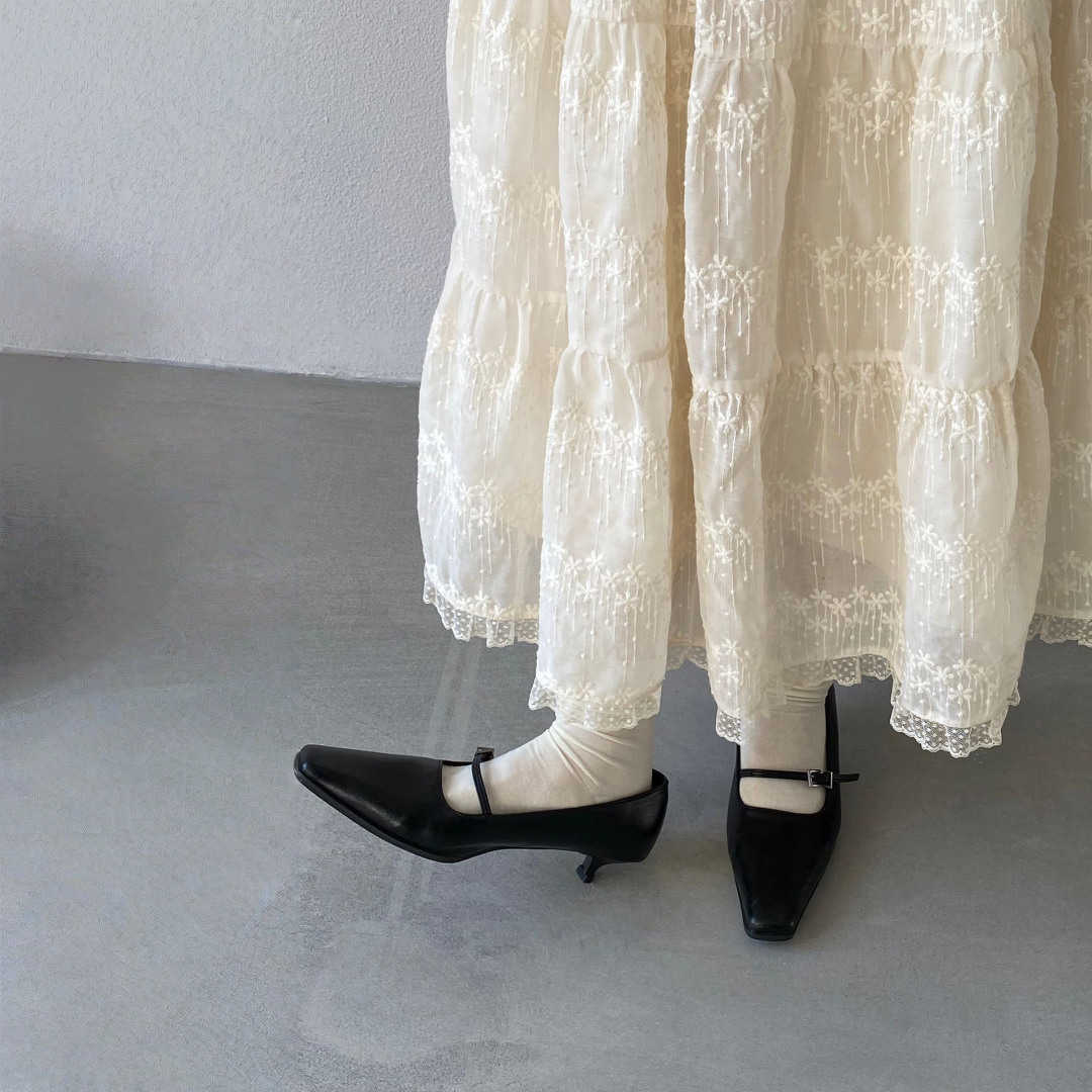 【ボトムス】刺繍 レース フレア スカート 【JZシリーズ】