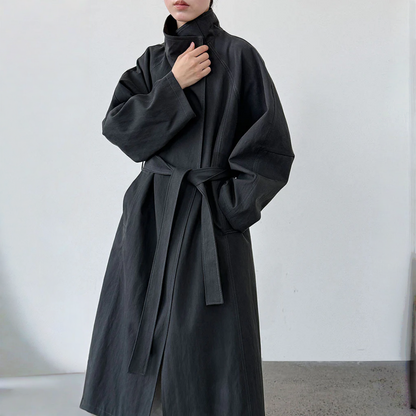 【アウター】春 秋 オーバーシルエット ミディアムロング丈 シングルボタン トレンチコート 【JZシリーズ】
