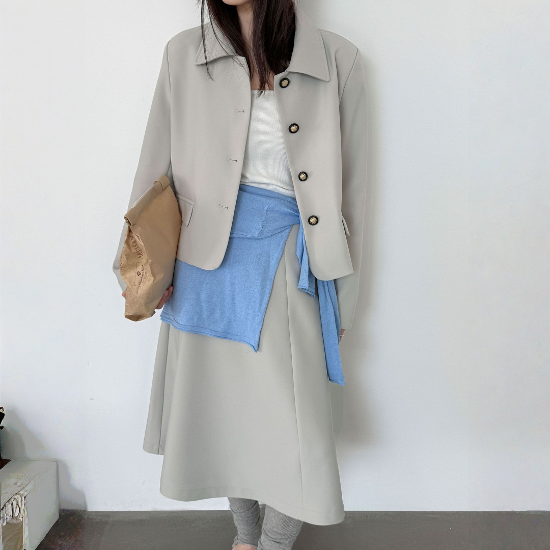 【アウター】韓国風 シャネル風 ジャケット+ プリーツスカート 2点上下セット 【JZシリーズ】