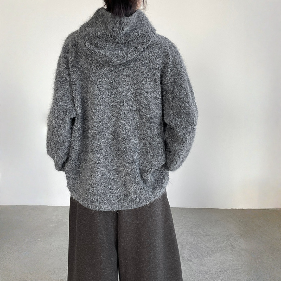 【アウター】ハーフジップ 春 秋 冬 厚手 ループウール フード付き ジャケット 【JZシリーズ】