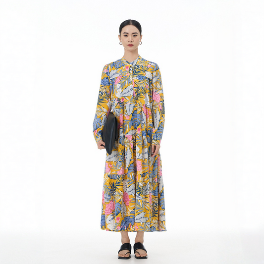 【ワンピース】春 秋 冬 レトロ 花柄 ルーズ ワンピース 【SHシリーズ】