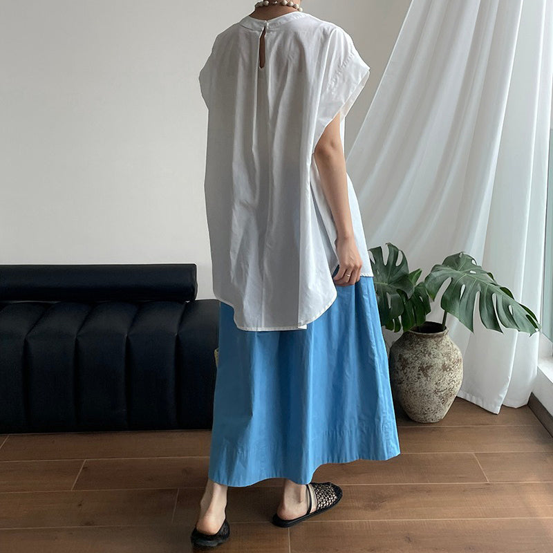 【トップス】韓国風 ラウンドネック プルオーバー 夏新作 ゆったりシルエット 雰囲気たっぷり シャツ【JZシリーズ】