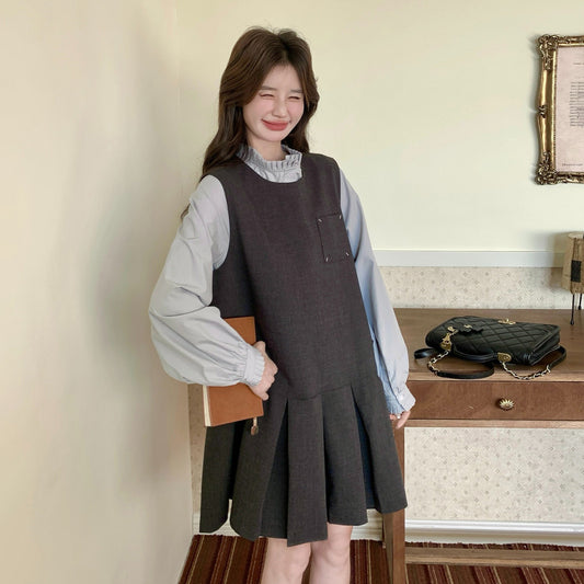 2点セット！【セットアップ】シャネル風セット  2026春新作 フリルブラウス＆プリーツキャミワンピ レディース【JZシリーズ】