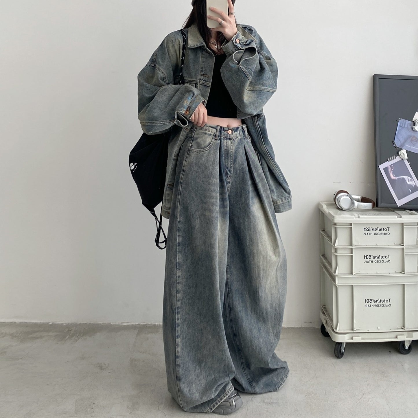 【単品注文】【セットアップ】春 秋 夏 ヴィンテージ風 オーバーサイズ ジャケット＋パンツ 2点上下セット【FCシリーズ】