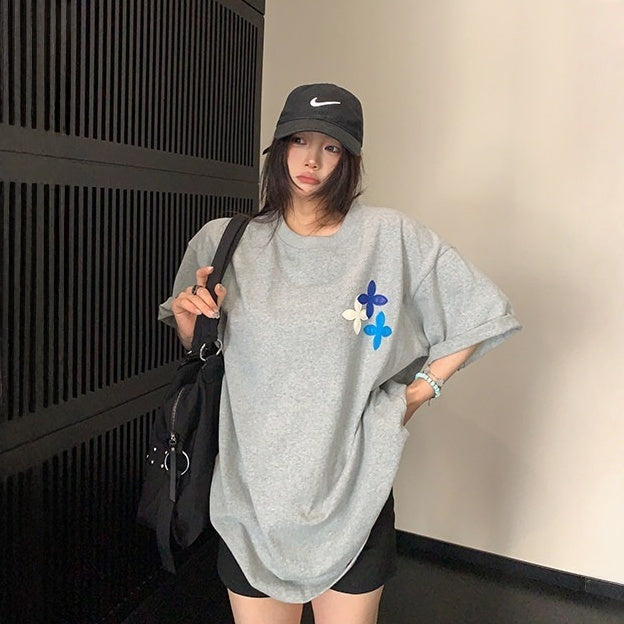 【トップス】アメリカンレトロ パッチ刺繍 コットンTシャツ 【FCシリーズ】