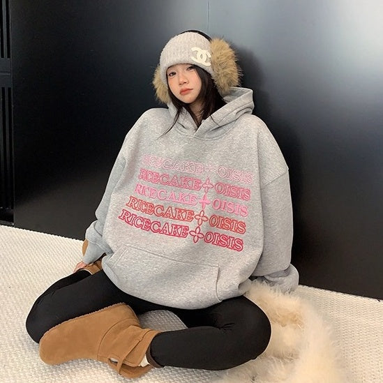 【トップス】裏起毛 刺繍 3D立体 春 秋 冬 フード付き パーカー 【FCシリーズ】