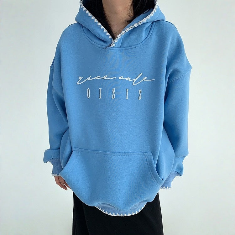 【トップス】裏起毛 ブラシ刺繍 フード付き パーカー 【FCシリーズ】