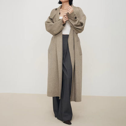 【アウター】スタンドカラー ウール調コート 冬用 上品 ヘプバーン風 中綿入り 厚手【JZシリーズ】