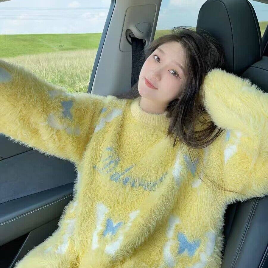 【トップス】アメリカンスタイル バタフライ ラウンドネック 合わせやすい ニットセーター【SHシリーズ】