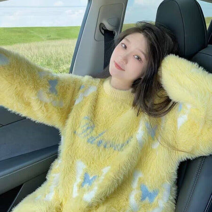 【トップス】アメリカンスタイル バタフライ ラウンドネック 合わせやすい ニットセーター【SHシリーズ】