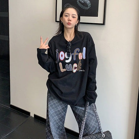 【トップス】アップリケ刺繍 カラフル コットン100% リラックス感 Ｔシャツ 【FCシリーズ】