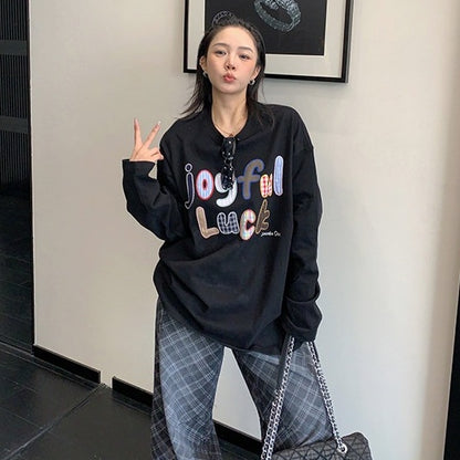 【トップス】アップリケ刺繍 カラフル コットン100% リラックス感 Ｔシャツ 【FCシリーズ】