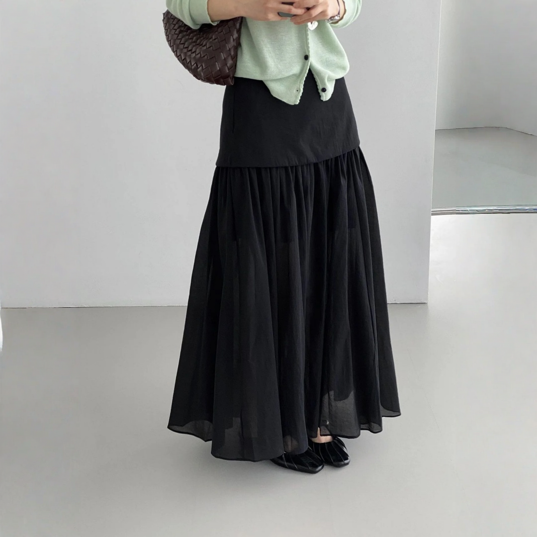 【ボトムス】フレンチティータイム風 落ち感のある上品な レイヤード風 ハイウエスト スカート 【JZシリーズ】