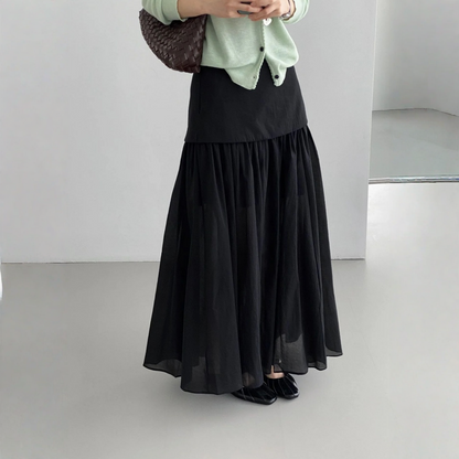 【ボトムス】フレンチティータイム風 落ち感のある上品な レイヤード風 ハイウエスト スカート 【JZシリーズ】
