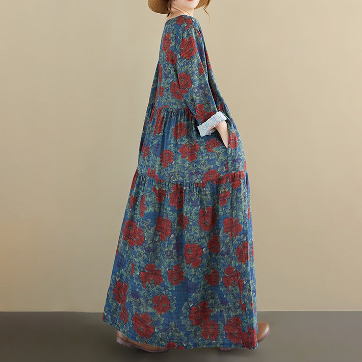 期間限定🍂60%OFF【ワンピース】チェック柄切替ロングワンピース レディース 秋新作 長袖 ゆったり フレア 大人上品【SHシリーズ】