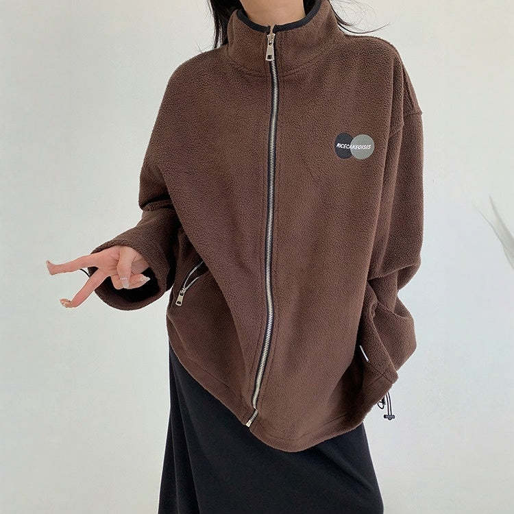 【アウター】春 秋 冬 フリース スタンドカラー オーバーシルエット ジャケット 【FCシリーズ】