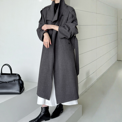 【アウター】春 秋 冬 立襟 ダブル 韓国風 トレンチコート 【SNシリーズ】