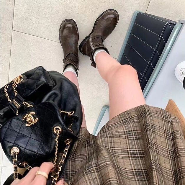 【シューズ】春秋冬 レトロ ヴィンテージ加工 ブーツ シューズ