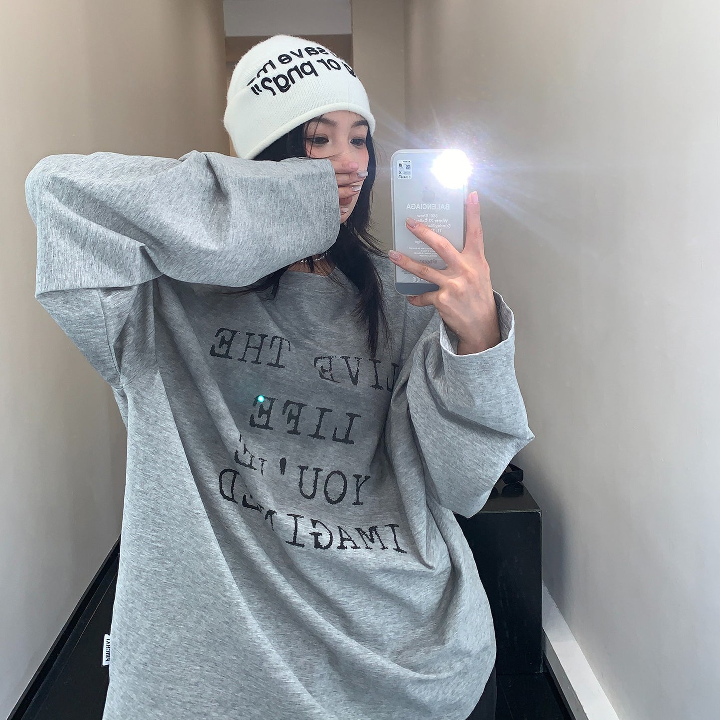 【トップス】秋冬 アメリカン 高級感 レディース ゆったり レトロ 長袖 Tシャツ【FCシリーズ】