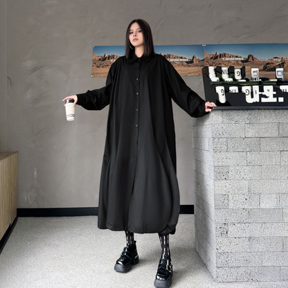 【ワンピース】春 秋 冬 無地 裾アシンメトリー シャツワンピース 【AHシリーズ】