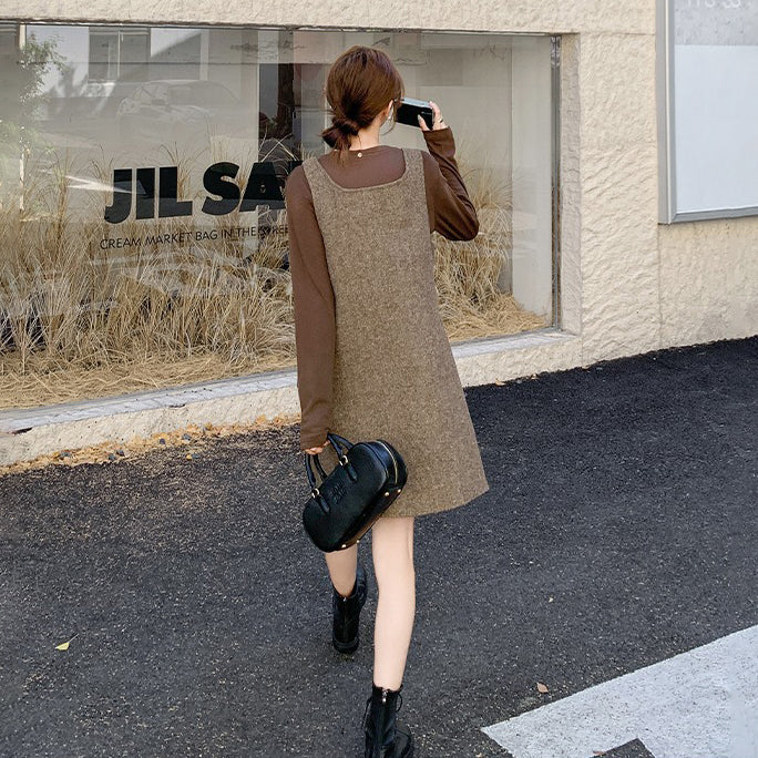 2点セット！【セットアップ】メラード ノースリーブ ウールワンピース レディース 秋冬新作 高級感 インナーワンピース【JZシリーズ】