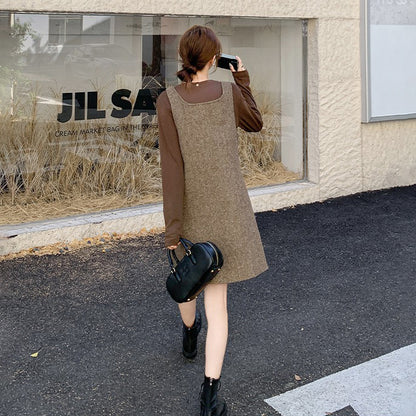 2点セット！【セットアップ】メラード ノースリーブ ウールワンピース レディース 秋冬新作 高級感 インナーワンピース【JZシリーズ】